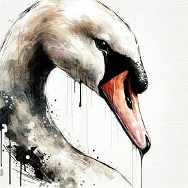 Cygne aquarelle sur Chromatic Fusion Studio