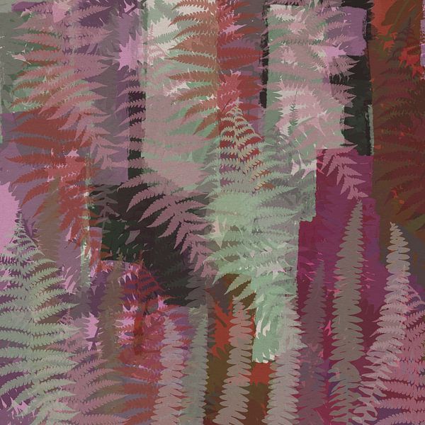 Fern leaves. Colorful abstract botanical art by Dina Dankers