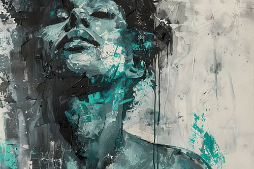 Turquoise Emotie Abstracte Dynamiek