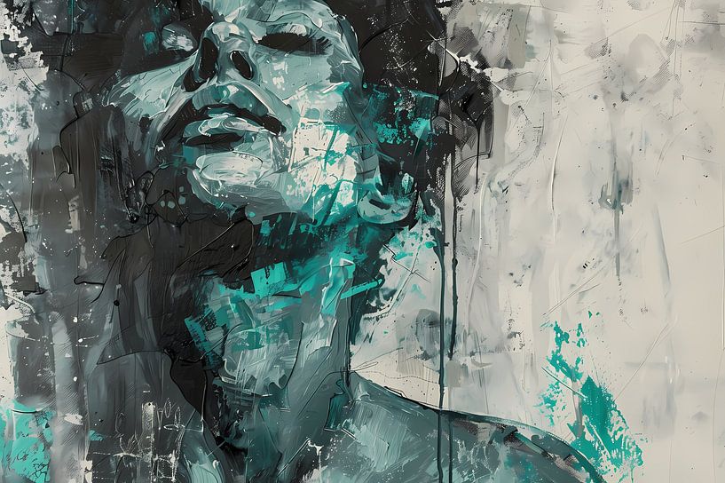Turquoise Emotie Abstracte Dynamiek van Art & Soul Creations