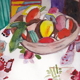 Stilleven met fruitschaal naar Matisse van Catharina Mastenbroek