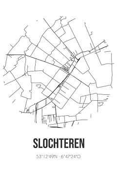 Slochteren (Groningen) | Karte | Schwarz und weiß von Rezona