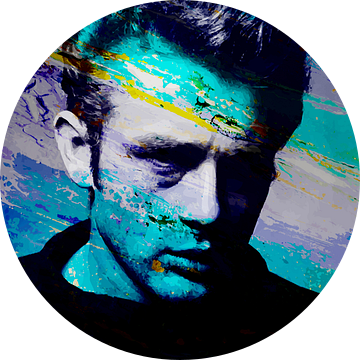 James Dean Abstract Modern Portret in  Blauw van Art By Dominic