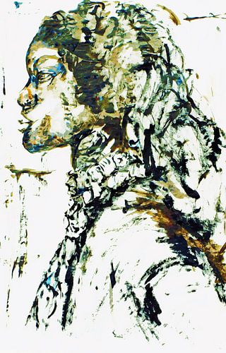 Femme africaine en noir et blanc avec de l'or.