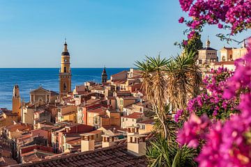 Old town of Menton on the Côte d'Azur in France by Werner Dieterich