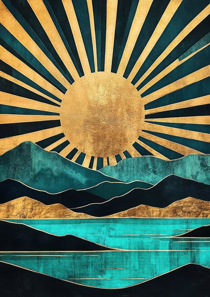 Golden sun over turquoise sea by Niklas Maximilian