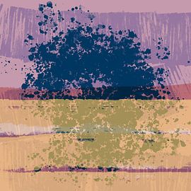 Modern abstract art in bright pastel colors. Purple, blue and pink by Dina Dankers