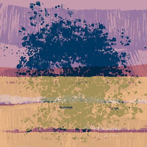 Moderne abstracte kunst in heldere pastelkleuren. Paars, blauw en roze