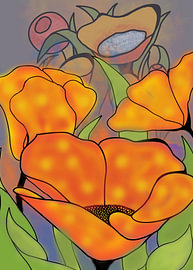 Papavers in lagen van Chromapetal