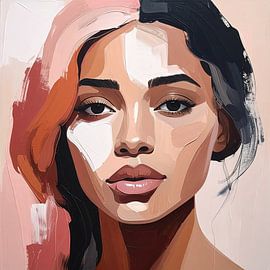 Portrait of a woman in earth tones and pastels 02 by Patrick Ouwerkerk