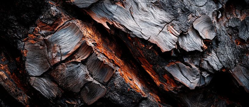 Holzstruktur mit Rinde – Dunkel und Warm von Poster Art Shop