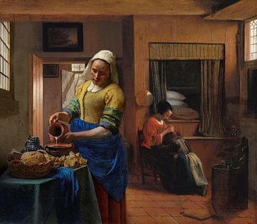 The Milkmaid and the Mother's Task Pieter de Hooch by Digital Art Studio