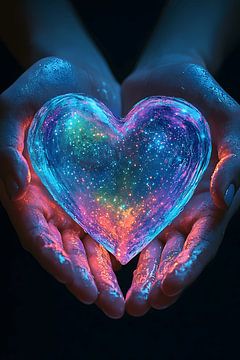 Person with glowing heart