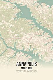 Alte Karte von Annapolis (Maryland), USA. von Ortsdrucke