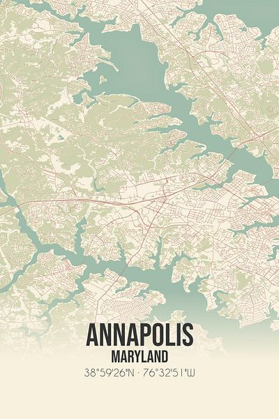 Carte ancienne d'Annapolis (Maryland), Etats-Unis. par Affiches de lieux