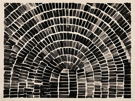 Japandi in Schwarz – Abstrakte Tuschekunst mit geometrischen Linien und Mustern