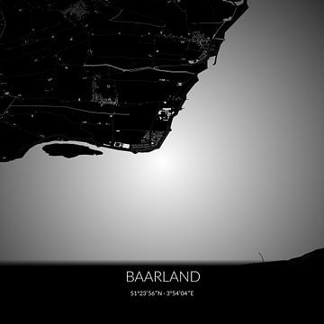 Zwart-witte landkaart van Baarland, Zeeland. van Rezona