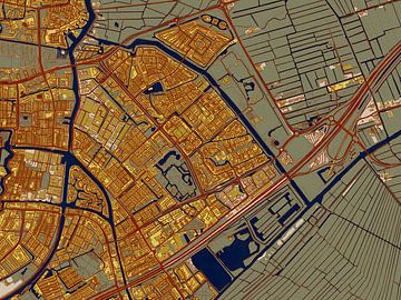 Kaart van Leiderdorp in de stijl van Gustav Klimt van Maporia