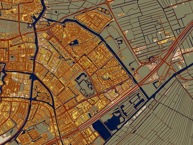 Map of Leiderdorp in the style of Gustav Klimt by Maporia