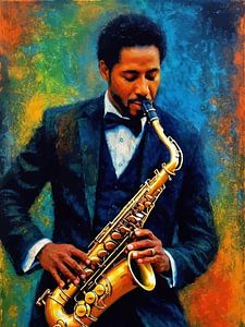 Mann spielt Saxophon Abstrakte Kunst