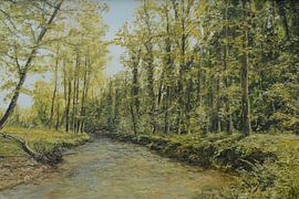 A peaceful landscape on the edge of the woods, with the waters of the Geul by Alfons Smeets