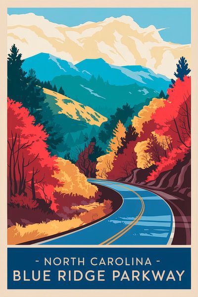 Affiche de voyage vintage de la Caroline du Nord par Poster Art Shop