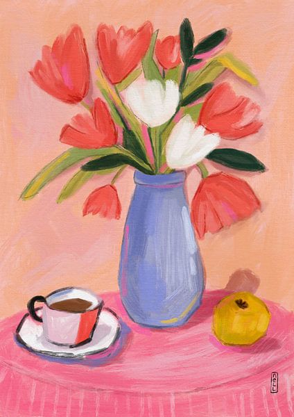 Café et fleurs par Dirkie Nell