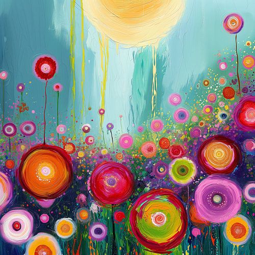 Cercles de champs de fleurs