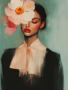 Modernes schickes Porträt mit Blumen
