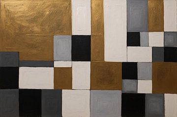 Gold grey and black abstract by De Muurdecoratie