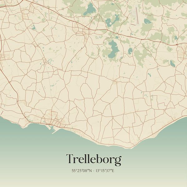 Carte ancienne de Trelleborg, Suède. par Affiches de lieux