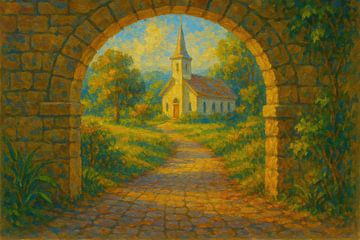 Sunny path to village church by Imperial Art House