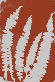 Modern Botanical art. Fern leaves in terracotta no. 3 by Dina Dankers