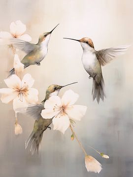 Kolibrie en Bloesem, Japandi van Caroline Guerain