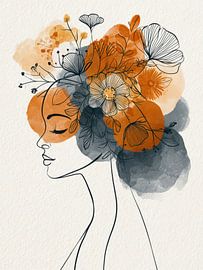 portrait of a woman with flowers by Egon Zitter