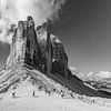 De Drei Zinnen in de Dolomieten in Italië in zwart-wit - 2 van Tux Photography