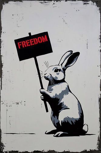 Minimalistisch konijn met vrijheidsbord