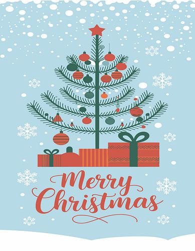 Blauw Vrolijk Kerstfeest Sneeuw