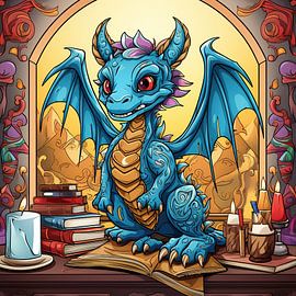 Blue Dragon in Library