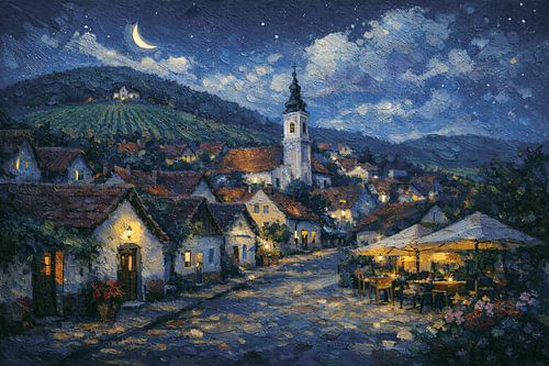 Villány in Hongarije schilderij.