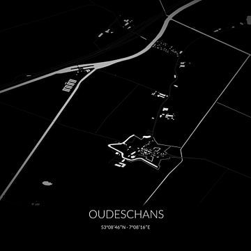 Schwarz-weiße Karte von Oudeschans, Groningen. von Rezona