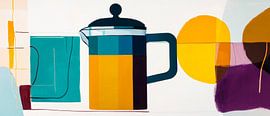 Artistic coffee pot in a colourful arrangement by Poster Art Shop
