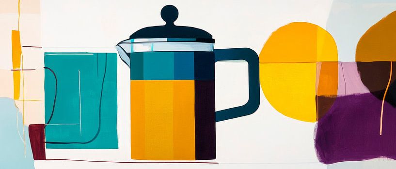 Kunstvolle Kaffeekanne in buntem Arrangement von Poster Art Shop