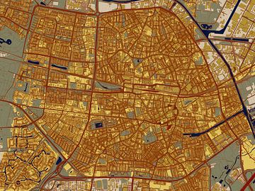 Kaart van het centrum van Tilburg in de stijl van Gustav Klimt van Maporia