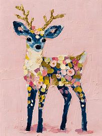 Buntes Rentier auf Rosa