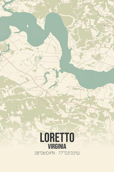 Alte Karte von Loretto (Virginia), USA. von Ortsdrucke