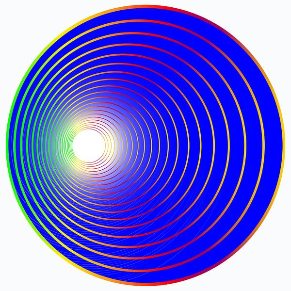 bal in het blauw met gekleurde cirkels van EnWout
