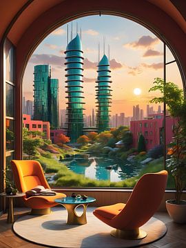 Futuristische stad in balans met de natuur