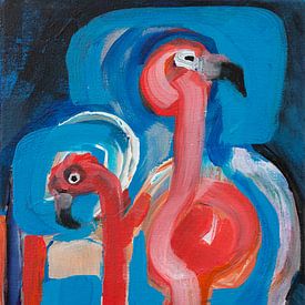 Colorful Flamingos abstract art by Studio Heyki