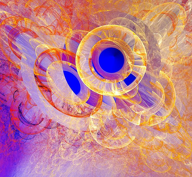 Oranje, blauwe kleurschakering. van Werner Hilpert